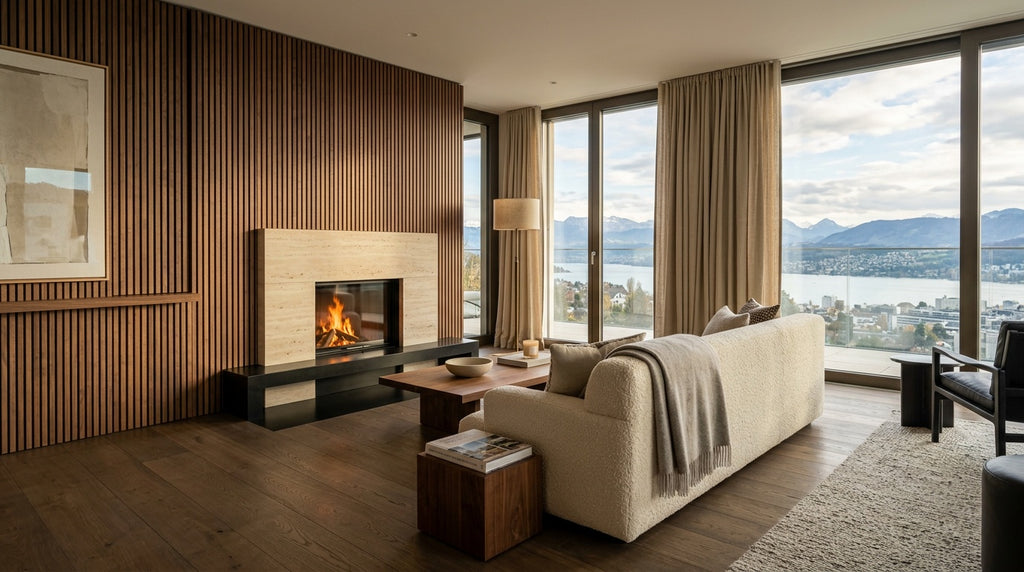 Zürichberg XL Walnut Acoustic Wall Panel — 270 × 110 cm