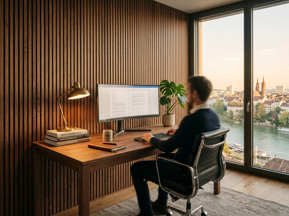 Zürichberg XL Walnut Acoustic Wall Panel — 270 × 110 cm